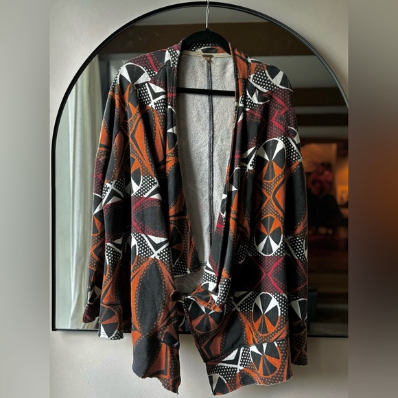 FREE PEOPLE | Multicolour geometric cotton draped cardigan | size small - Picture 7 of 7